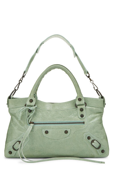 Green Agneau Classic First Handbag, , large