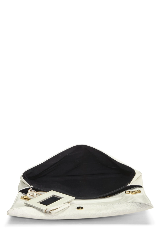 White Chevre Metallic Edge Crossbody Clutch, , large image number 5