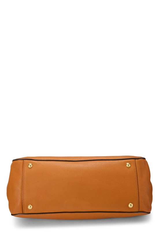 Orange Vitello Daino Convertible Handbag, , large image number 4