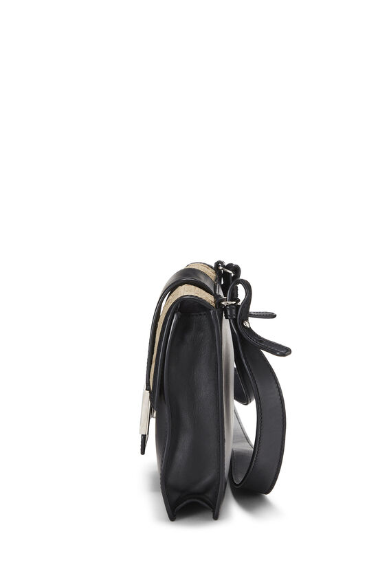 Black Leather Zucca Flat Baguette Bag Medium, , large image number 3