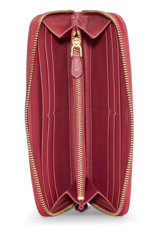 Prada Saffiano Bi-fold Long Leather wallet women's in Pink