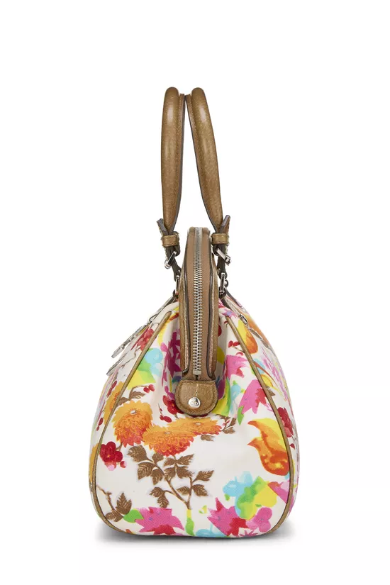 Multicolored Floral Canvas Frame Satchel Handbag, , large image number 2