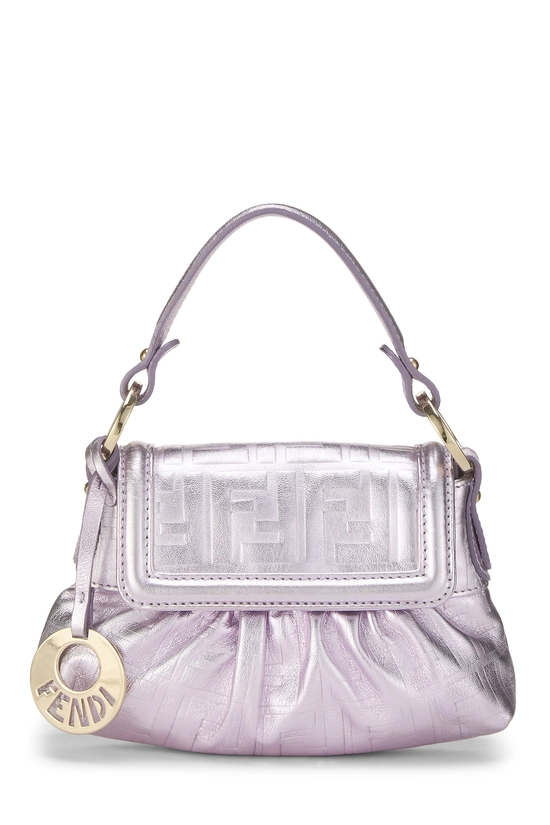 Pre-Owned Purple Metallic Zucca Embossed Leather Chef Mini