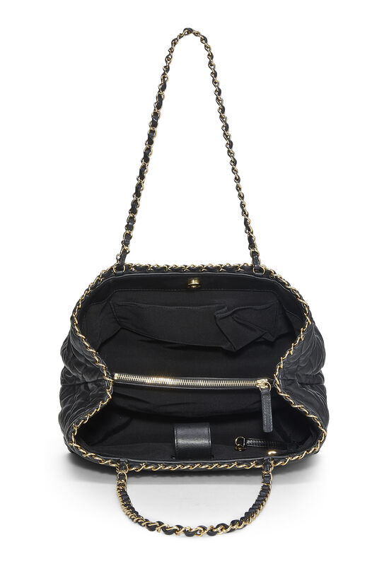 Black Quilted Lambskin Chain Me Tote, , large image number 6