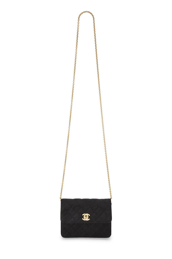 Chanel Vintage Chanel Black Quilted Satin Shoulder Mini Flap Bag