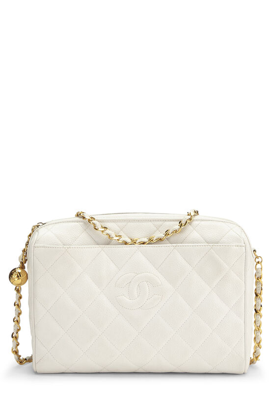 Chanel Large White CC Quilted Tote w/ Pouch