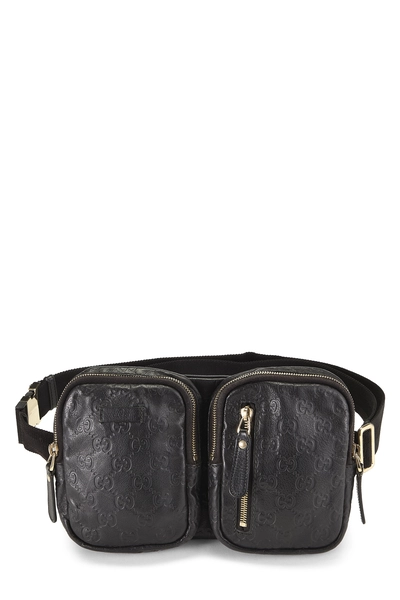 Black Guccissima Double Pocket Waist Pouch Small