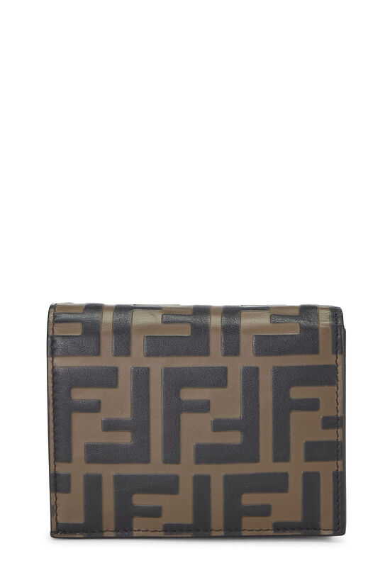 Brown Embossed Leather 'F is Fendi' Compact Wallet, , large image number 2