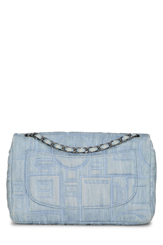 Blue Denim Embroidered Perfume Bottle Half Flap Jumbo, , large image number 3