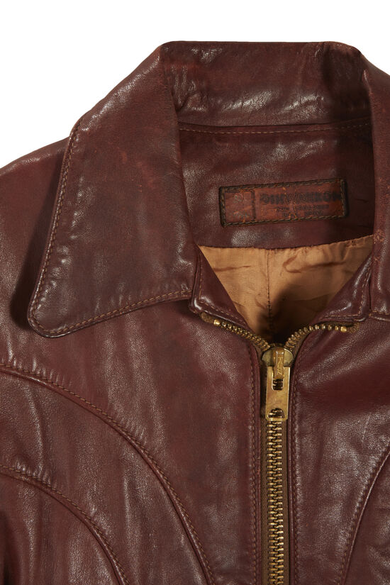Burgundy Oshwahkon Leather Jacket, , large image number 2