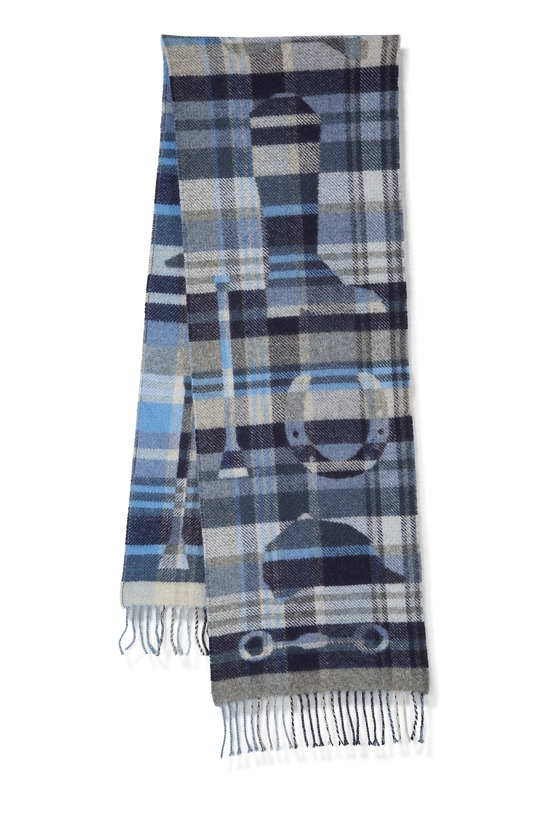 Blue Cashmere Fringe Scarf, , large image number 0
