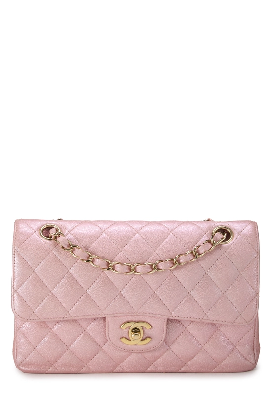 Iridescent Pink Quilted Caviar Classic Double Flap Small, , large image number 0