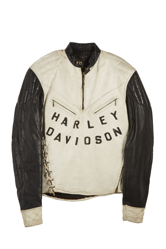 Pre-Owned White Leather 1950s Harley Davidson Jacket 04LTY-003