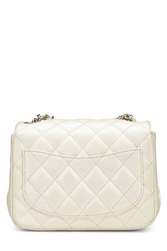 White Quilted Caviar Square Flap Mini, , large image number 3