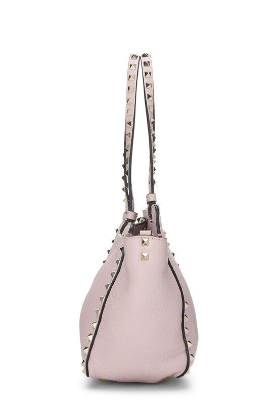 Pink Leather Rockstud Spike Tote Bag, , large image number 2