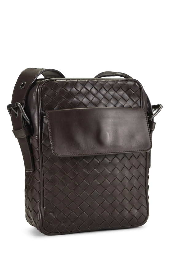 Brown Intrecciato Flap Pocket Messenger Bag Small, , large image number 1
