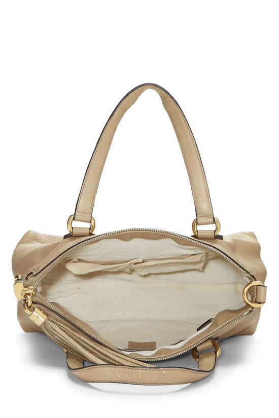 Beige Grained Leather Soho Top Handle Bag, , large image number 6