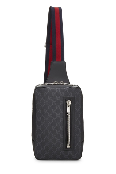 Gucci Black GG Supreme Canvas Web Sling Bag