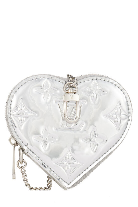 Silver Monogram Miroir Heart Coin Purse , , large image number 0