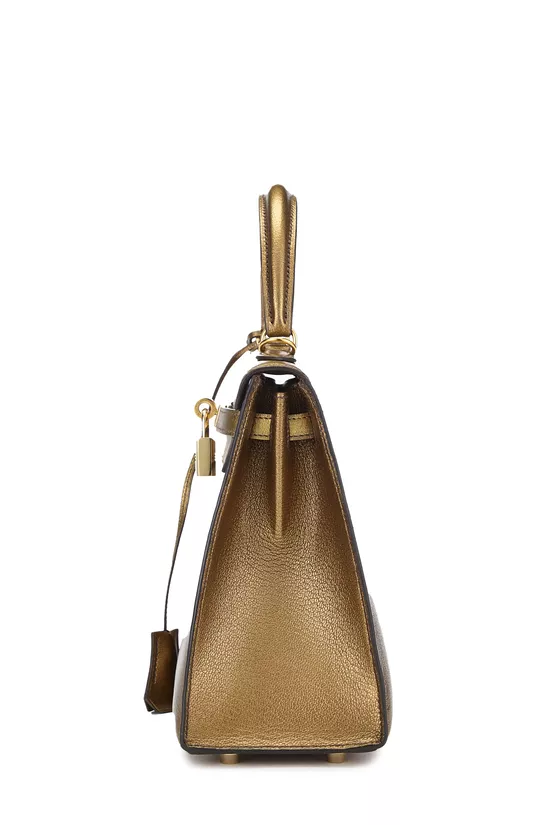 Metallic Gold Chevre Kelly Sellier 25cm, , large image number 2