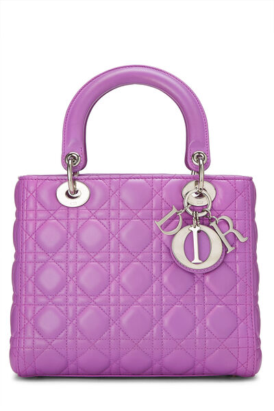 Purple Cannage Quilted Lambskin Lady Dior Medium