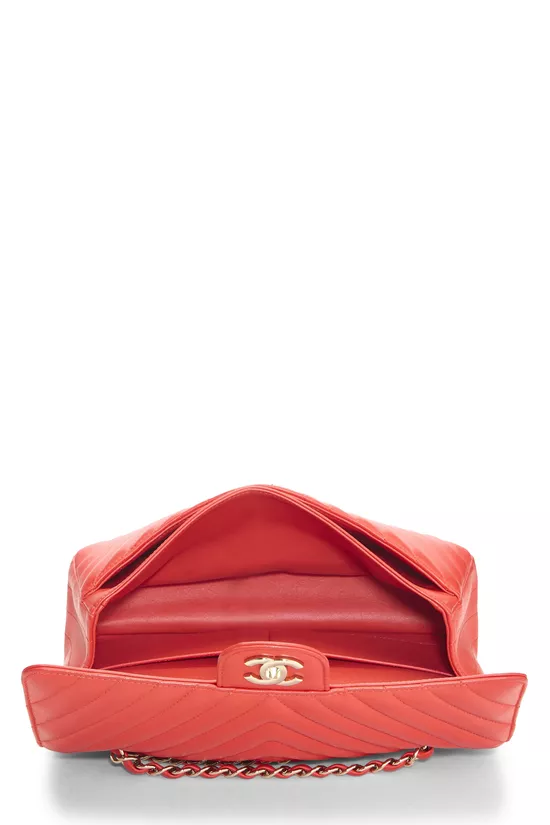 Orange Chevron Lambskin Classic Double Flap Medium, , large image number 5