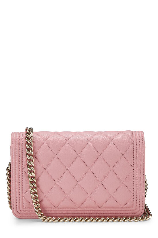 Pink Quilted Caviar Boy Wallet on Chain (WOC), , large image number 4