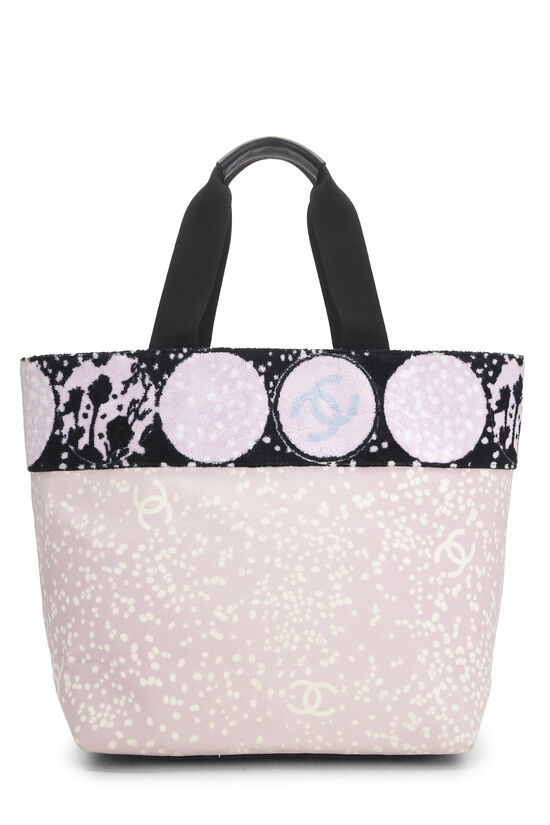Pink Terry Cloth & Canvas Tote, , large image number 3