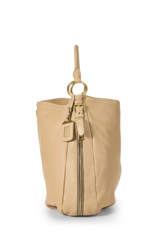 Beige Vitello Daino Side Zip Hobo, , large image number 2