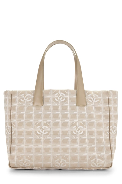 Beige Nylon Travel Line Tote Medium