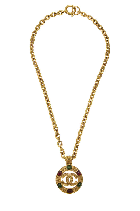 Gold Filigree & Multicolor Gripoix Necklace, , large image number 1