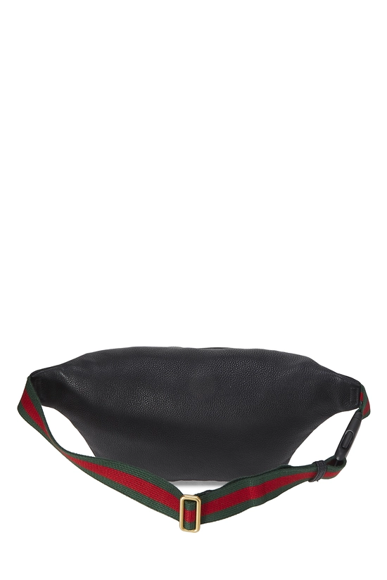 Black Leather Logo Printed Belt Bag, , large image number 3