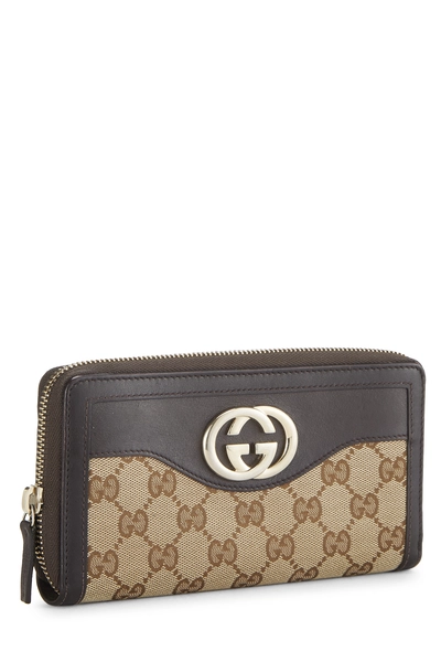 Brown Original GG Canvas Britt Zip Around Wallet, , large