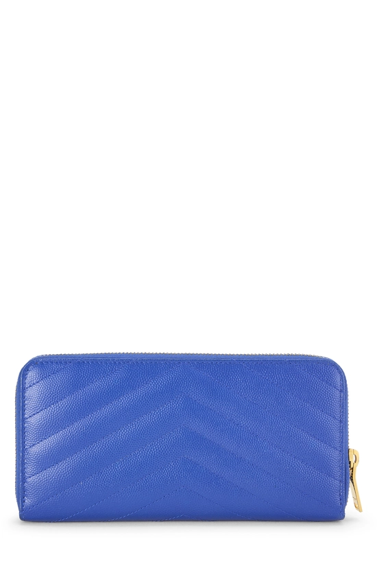 Blue Grainy Leather Zip Around Wallet, , large image number 2