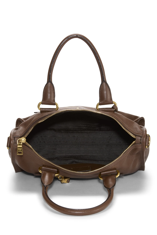 Brown Vitello Daino Convertible Zip Handbag Medium, , large image number 5