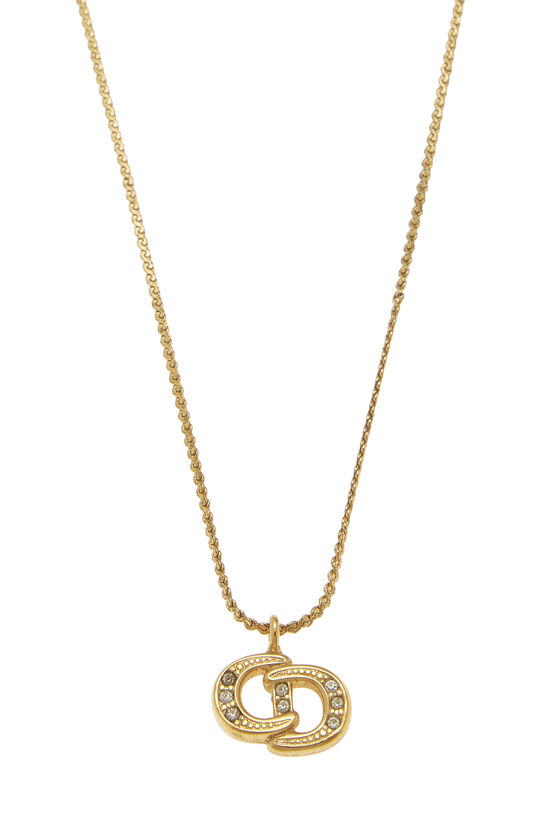 Gold Crystal 'CD' Necklace, , large image number 1