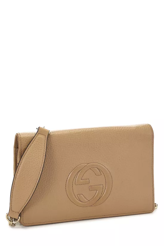 Beige Leather Soho Wallet On Chain (WOC), , large image number 1