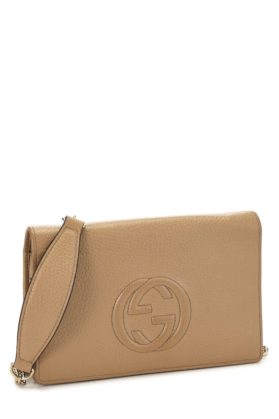 Beige Leather Soho Wallet On Chain (WOC), , large image number 1