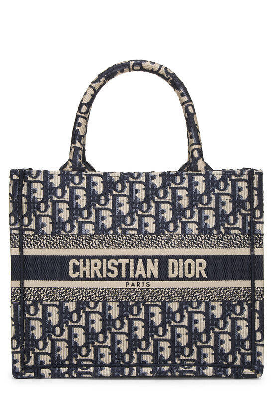 Christian Dior Navy Diorissimo Canvas Book Tote Small  