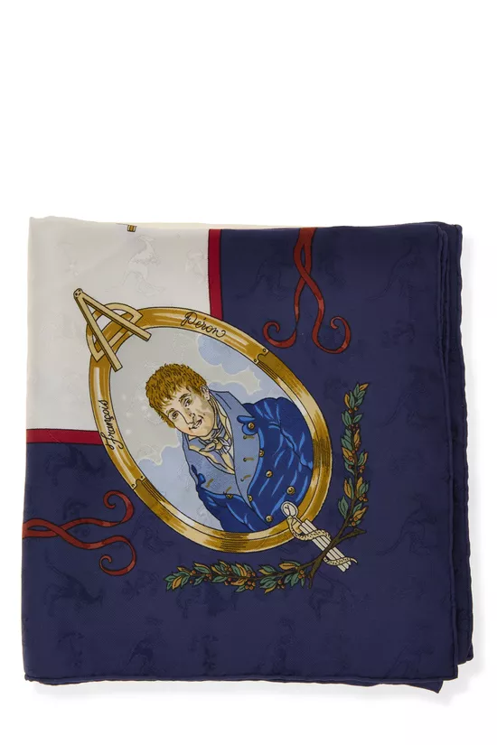 Blue & Multicolor 'Orbis Austrailis Dulce Exuviae' Silk Scarf 90, , large image number 1