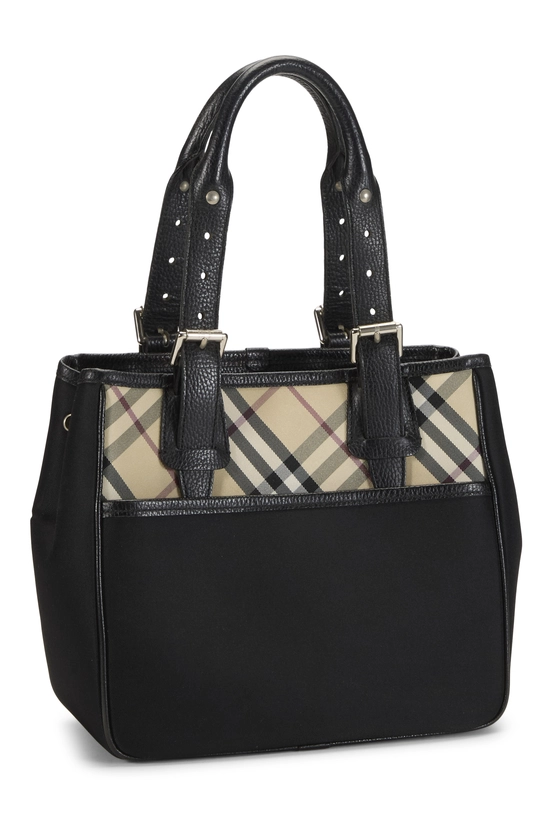Black Nylon Check Handbag Small, , large image number 1