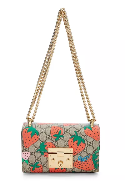 Original GG Supreme Canvas Strawberry Shoulder Bag Small