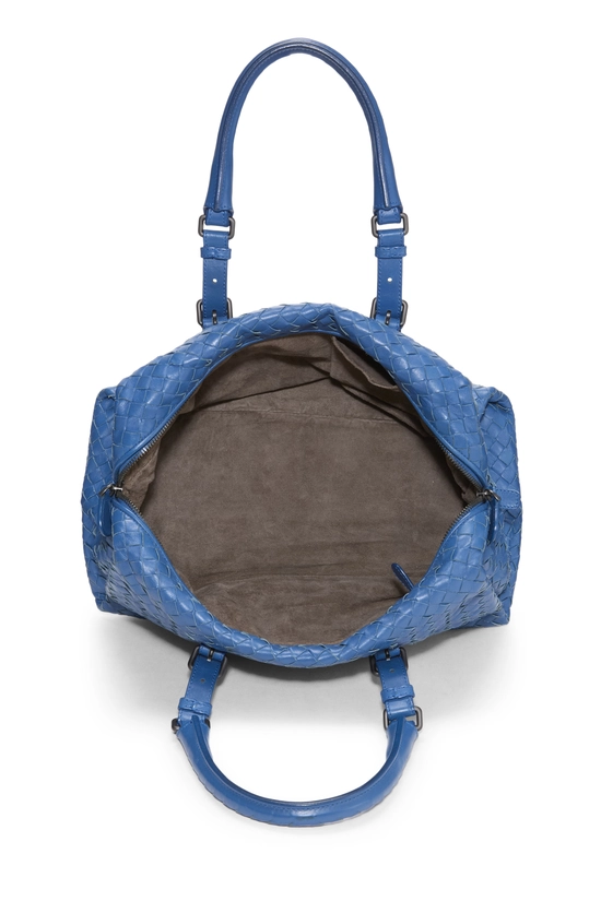 Blue Intrecciato Leather Boston, , large image number 5