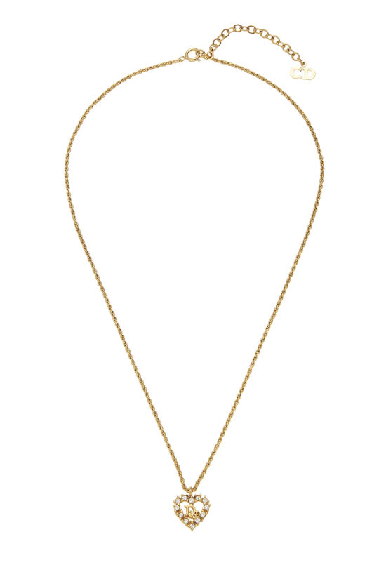 Gold & Crystal Heart Necklace, , large image number 0