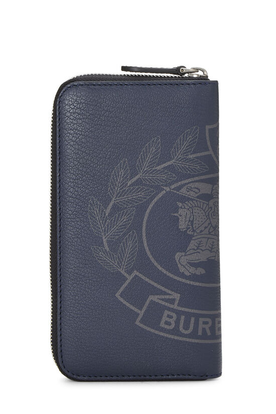 Navy Leather Zip-Around Wallet, , large image number 2