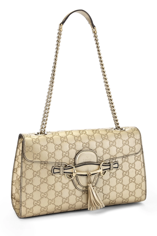 Gold Guccissima Leather Emily Chain Shoulder Bag, , large image number 1