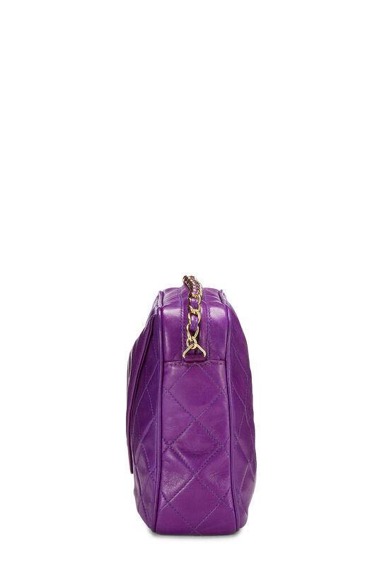 Purple Diagonal Quilted Lambskin 'CC' Camera Bag Small, , large image number 3