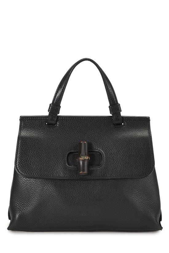 Black Leather Bamboo Daily Handbag, , large image number 0