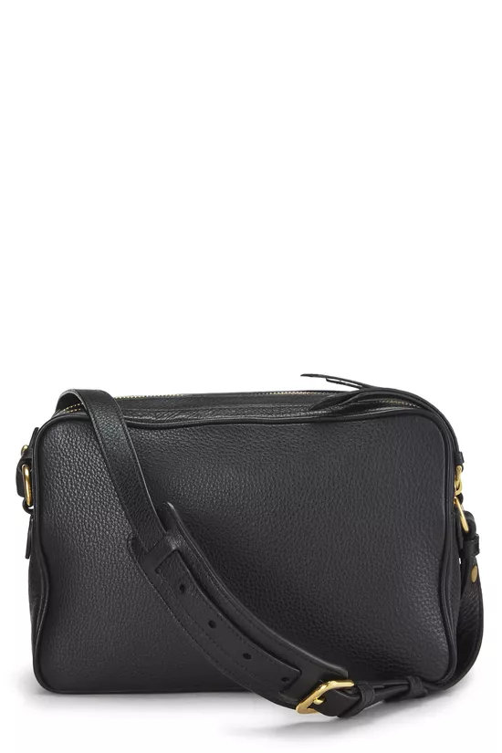 Black Vitello Daino Double Zip Camera Bag, , large image number 3