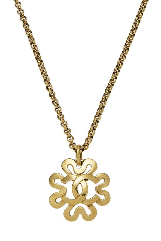 Gold Squiggle Border 'CC' Necklace, , large image number 1
